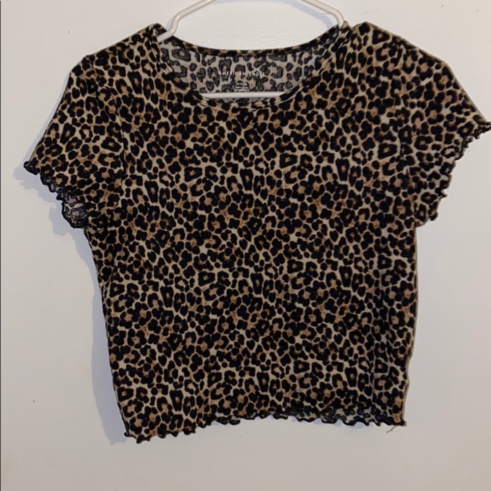 leopard print crop top with ruffle
